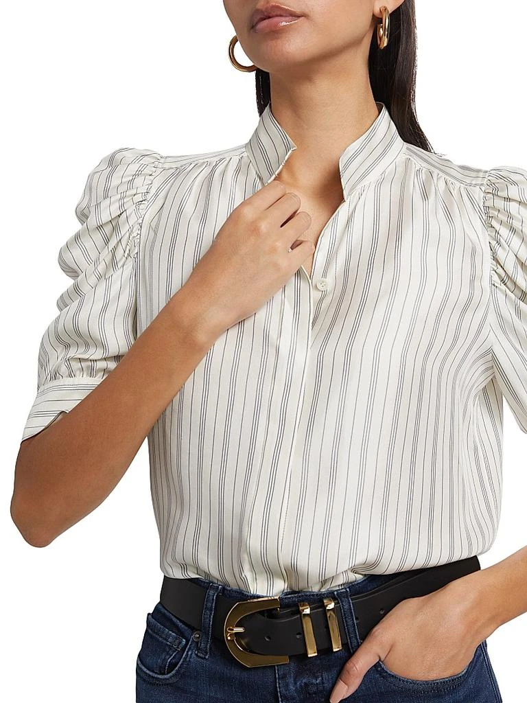 FRAME Gillian Striped Silk Blouse 6