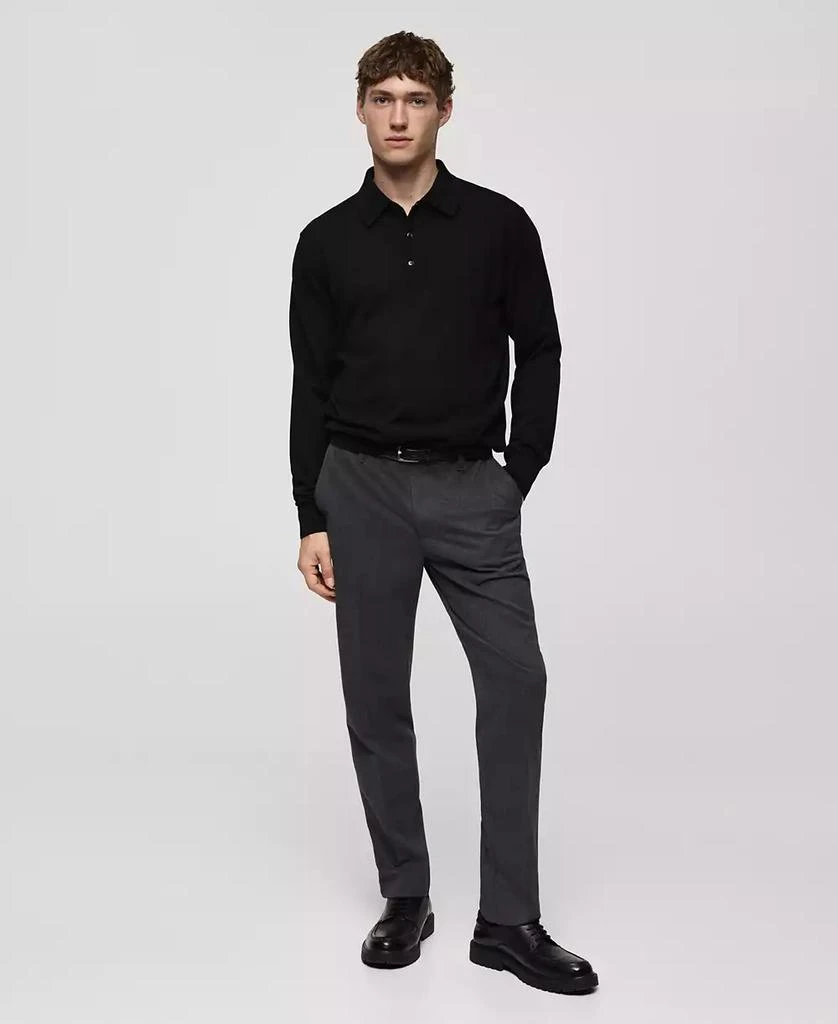 Mango Men's Slim-Fit Fine-Knit Wool Polo Sweater 7