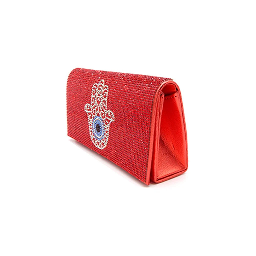 FASHNZFAB Bling Evil Eye Centered Hamsa Hand Evening Clutch Crossbody Bag 2
