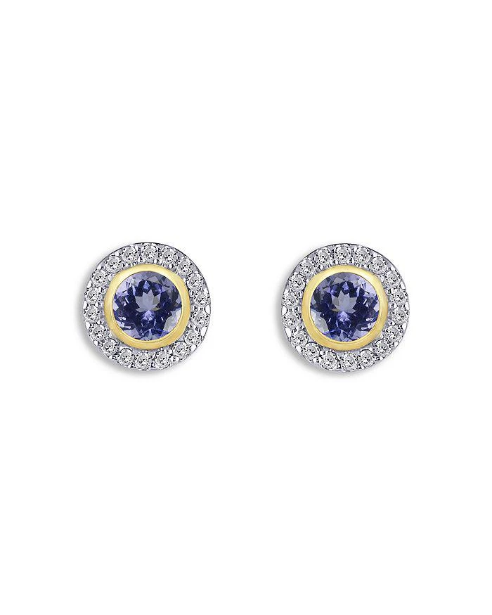 Moon 
Meadow 14K Yellow Gold Tanzanite 
Diamond Halo Stud Earrings 1