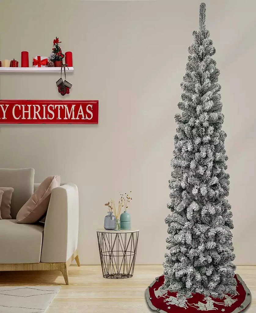 National Tree Company First Traditions 7.5
 Acacia Pencil Slim Flocked Tree 2