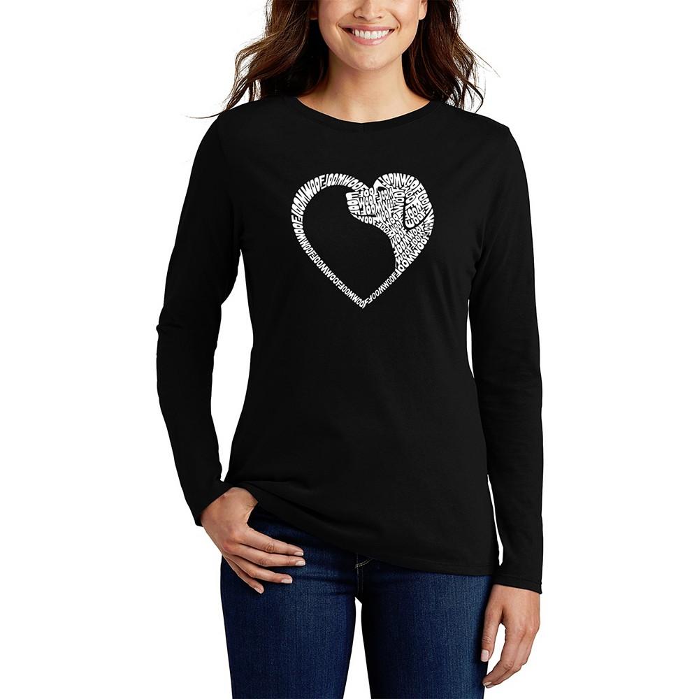 LA Pop Art Women's Dog Heart Word Art Long Sleeve T-shirt