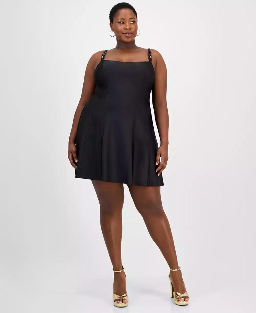 City Studios Trendy Plus Size Satin Chain-Strap Dress