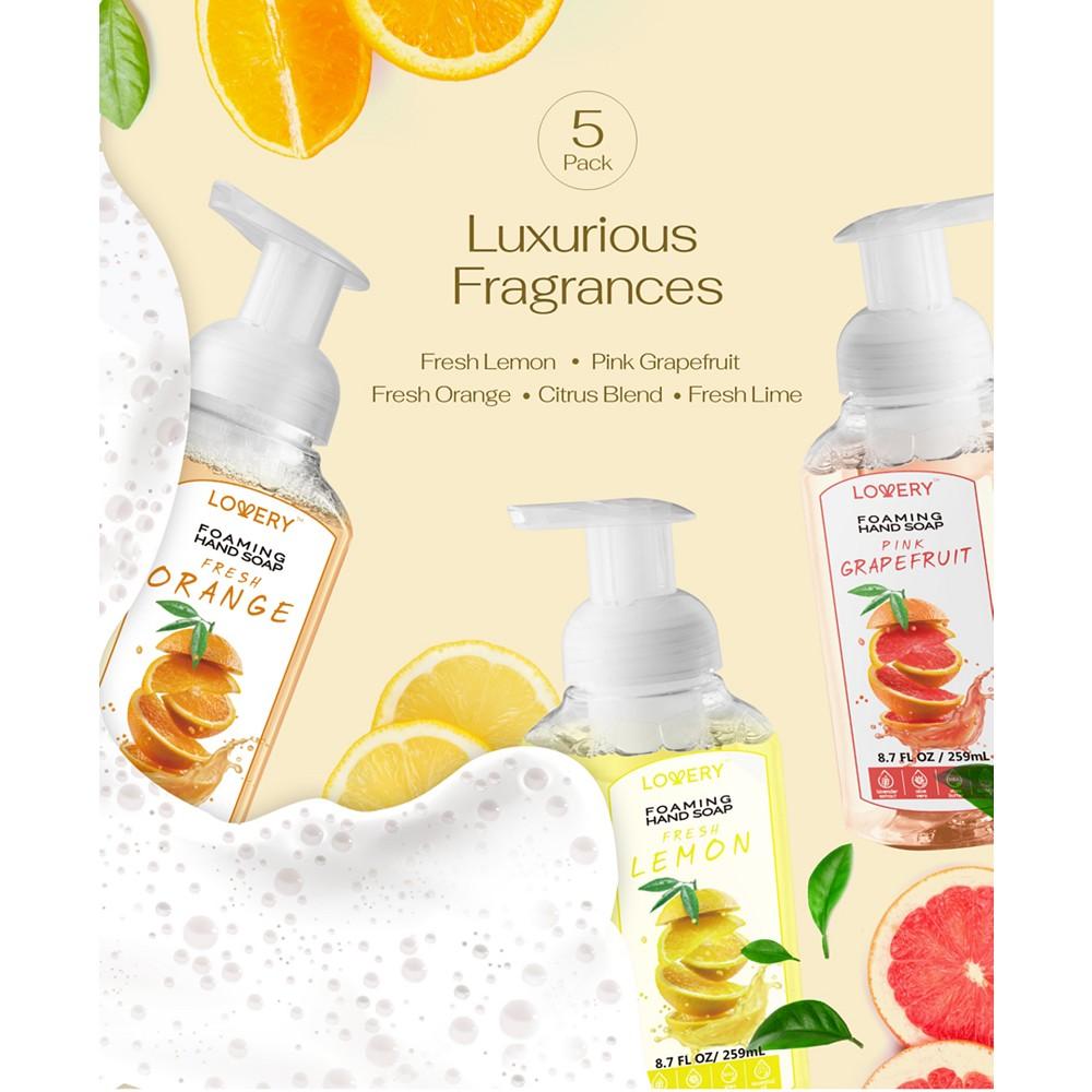 Lovery Hand Foaming Soap in Citrus Blend, Lemon, Orange, Lime, Pink Grapefruit, Moisturizing Hand Soap - Hand Wash Set, 5 Piece