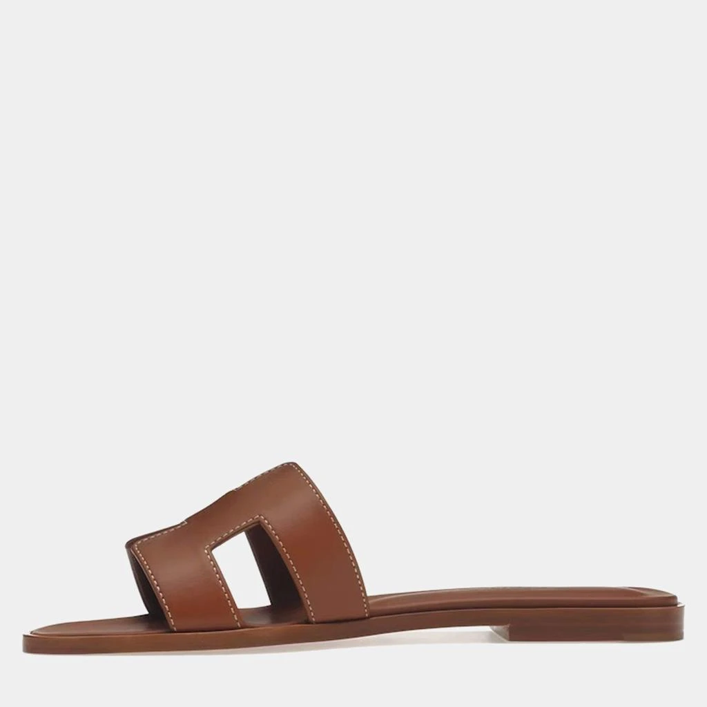 Hermes Hermes Brown Calfskin Leather Oran Sandal 37 1