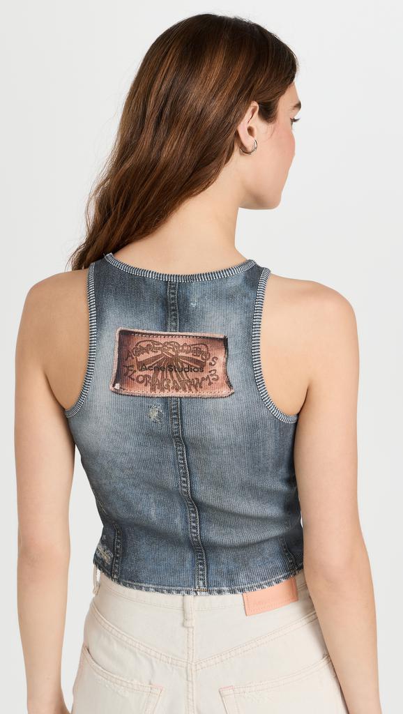 Acne Studios Elaia Denim Trompe L'oeil Sleeveless Top - T