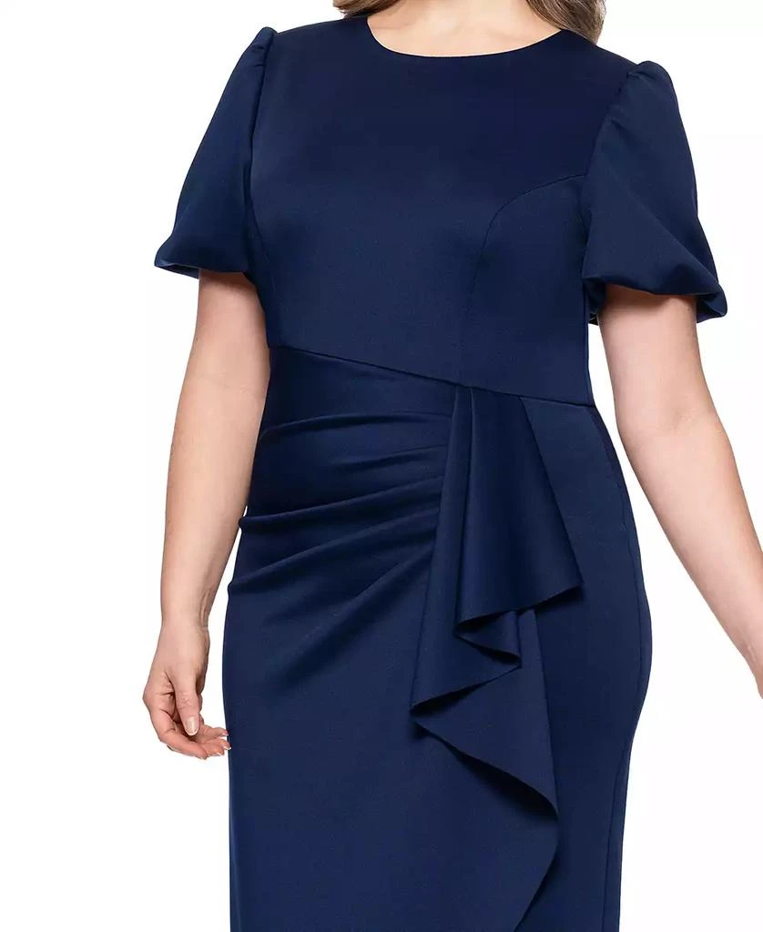 XSCAPE Plus Size Short-Sleeve Boat-Neck Draped Sheath Dress 3