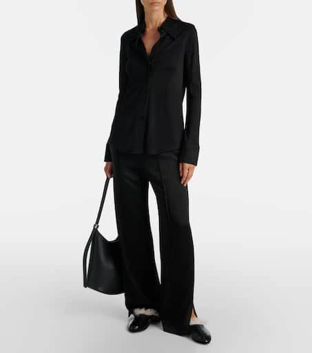 Jil Sander Shearling-trimmed leather slip-on shoes 3