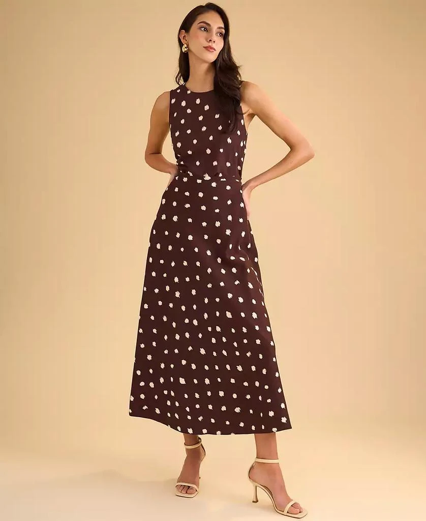 1. State Women's Linen Blend Polka Dot Midi Skirt 7