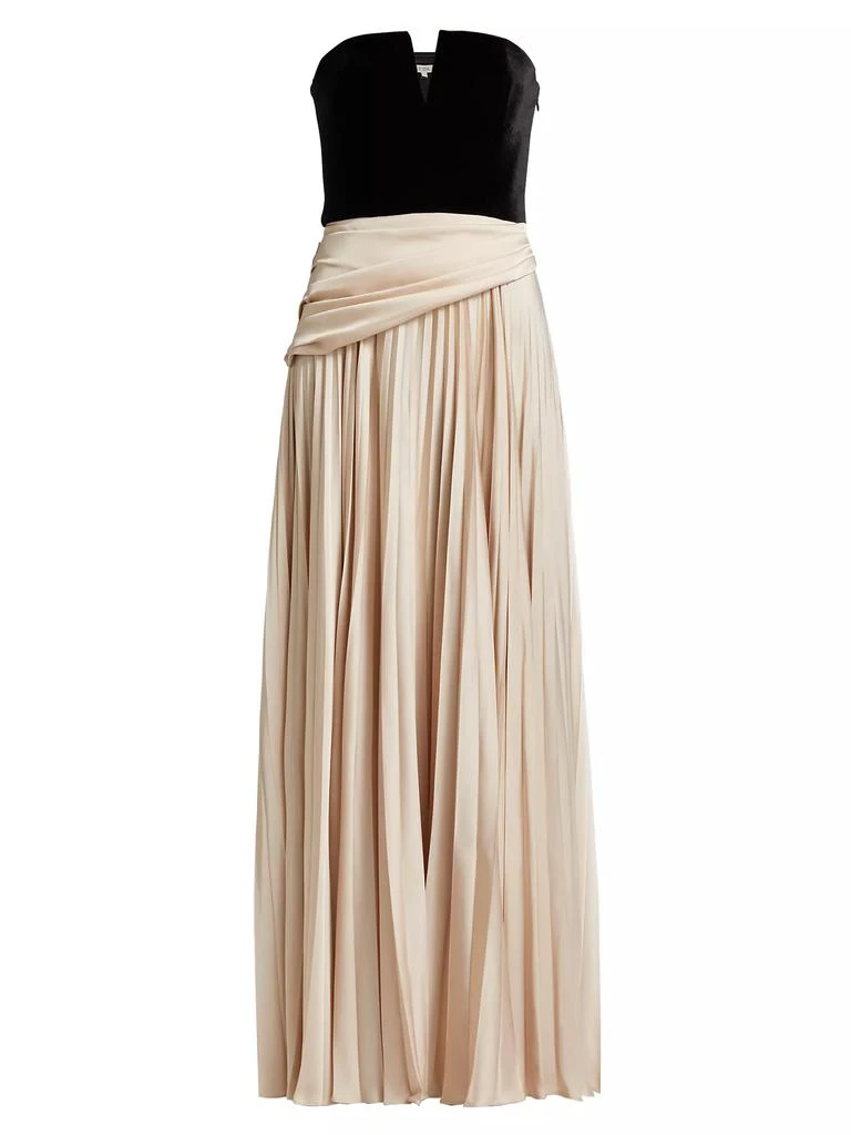 ET OCHS Tabitha Velvet &amp; Charmeuse Pleated Gown 1