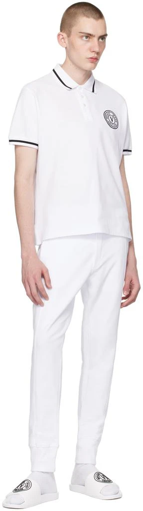 Versace White Bonded Pool Slides 5