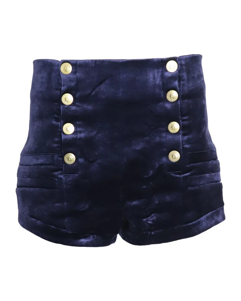 PIERRE BALMAIN Military Blazer and Shorts Set in Blue Velvet 6