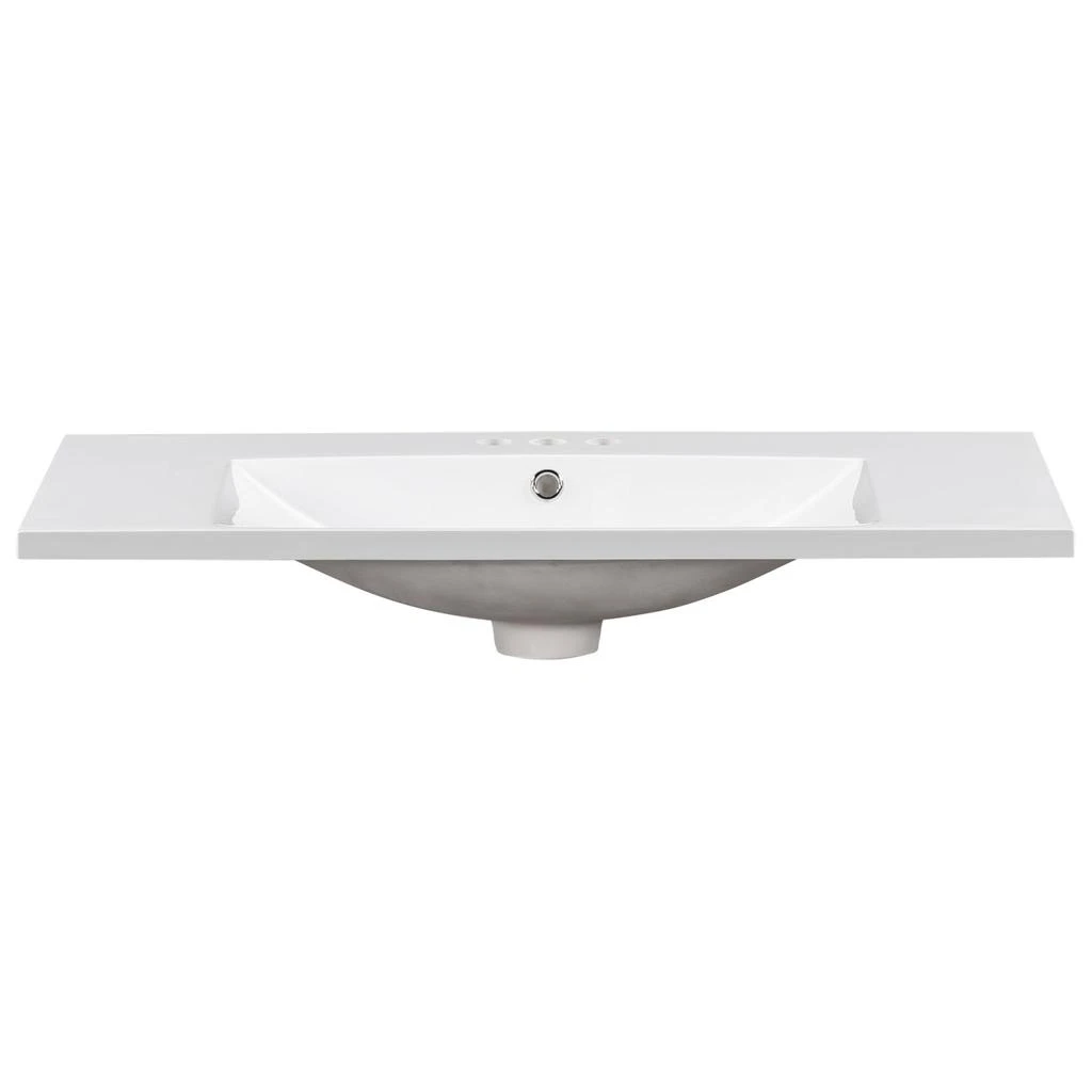 Streamdale Furniture Streamdale 36" Single Bathroom Basin Sink, Vanity Top Only, 3-Faucet Holes, Resin 4
