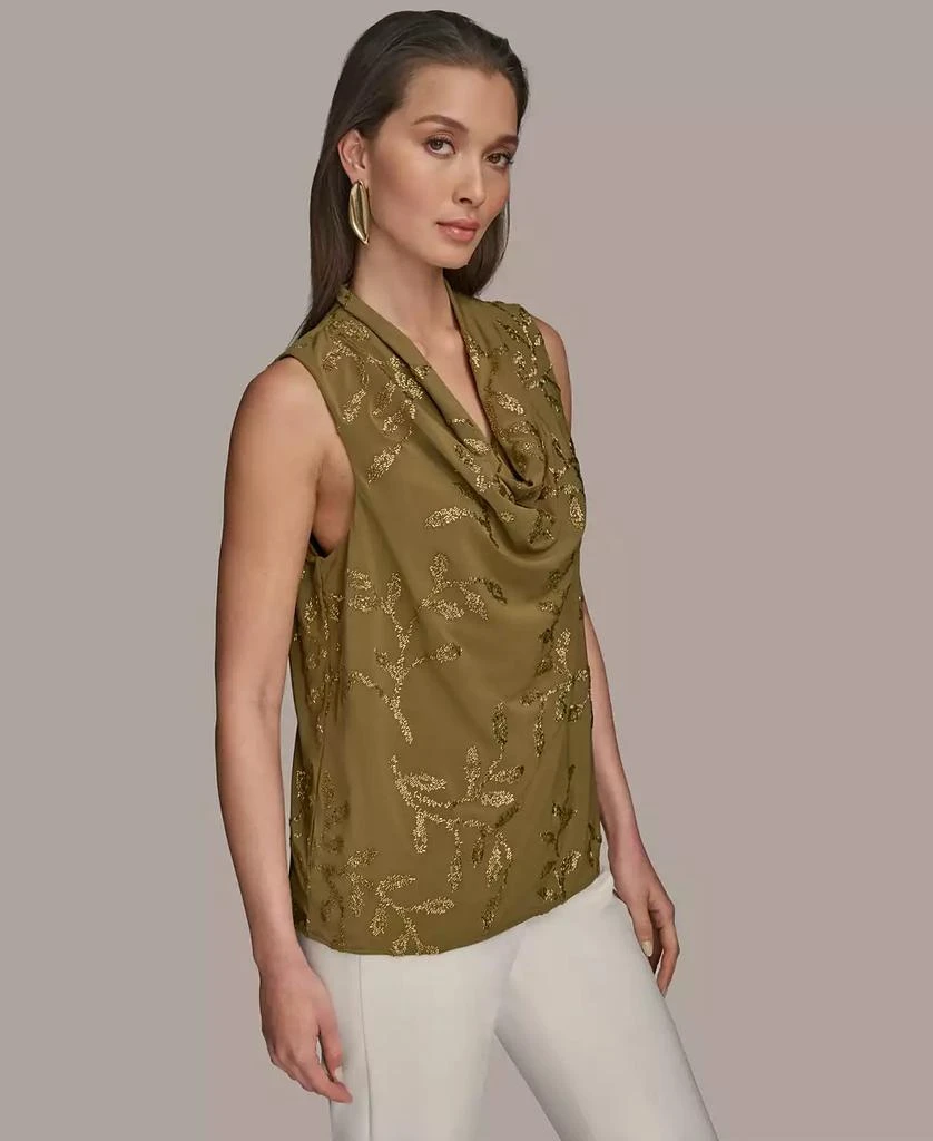 Donna Karan Women's Sleeveless Embellished Cowlneck Blouse 3