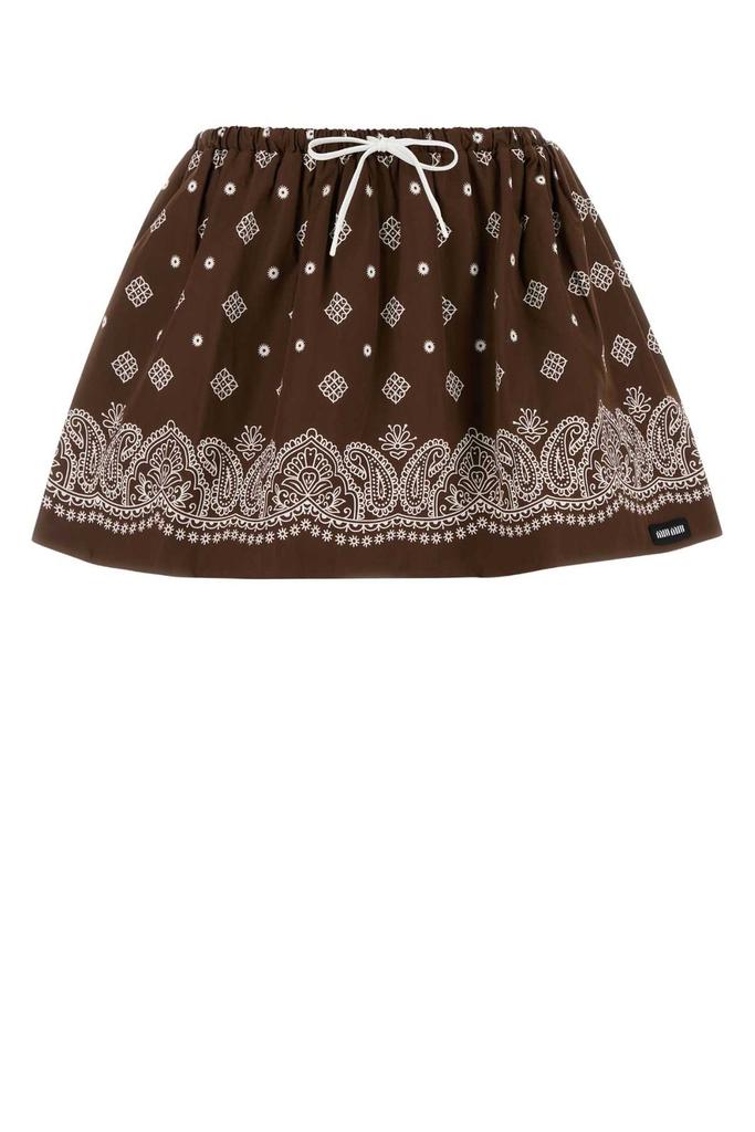 Shop Miu Miu Paisley-Printed Drawstring Mini Skirt on Sale