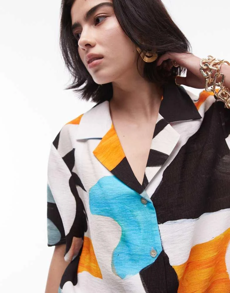 Topshop Topshop resort shirt in block star print 2