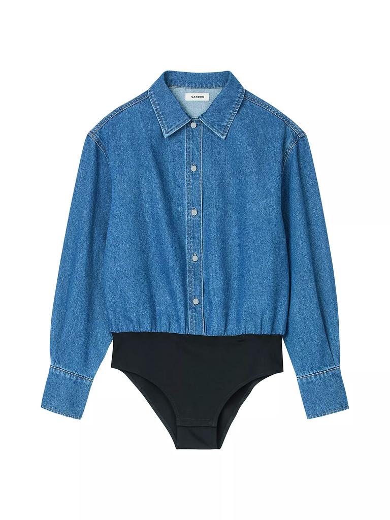 Sandro Denim Shirt Bodysuit