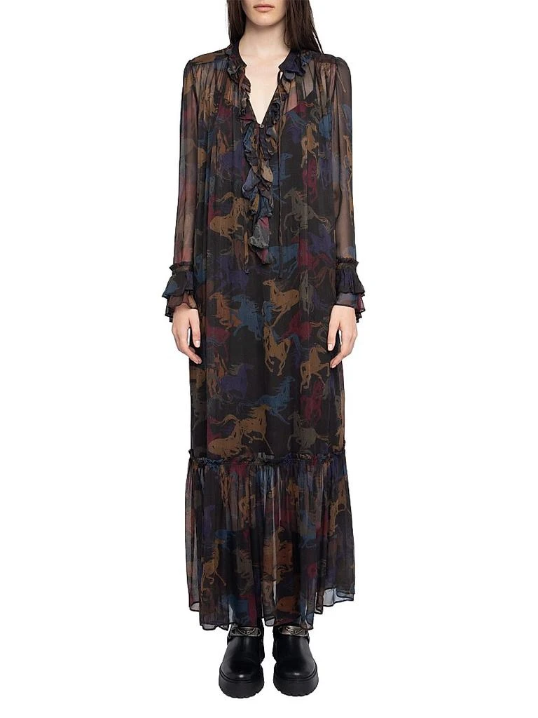ZADIG & VOLTAIRE Ralicel Mousseline Horse-Print Maxi Dress - Dresses &  Skirts - Free Shipping - BeyondStyle