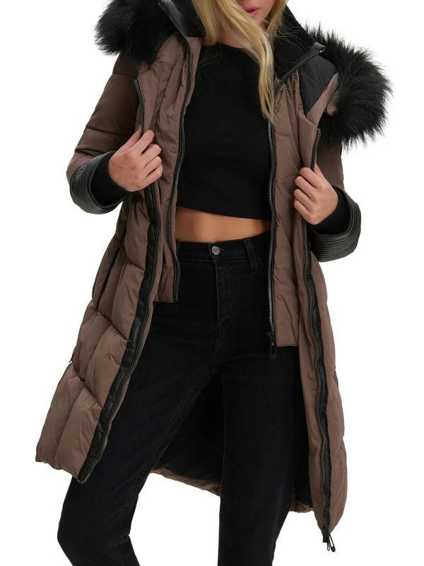 NOIZE Priya Faux Fur Trim Quilted Parka 4