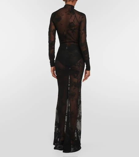 Alaïa Floral mesh maxi skirt 3