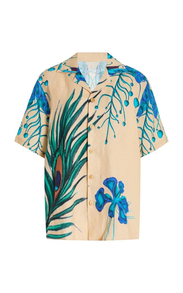 House of Aama House of Aama - Exclusive Camp Printed Silk Twill Shirt - White - US 4 - Moda Operandi 1