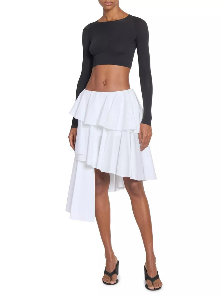 Alaïa Spiral Asymmetrical Tiered Cotton Midi-Skirt 2
