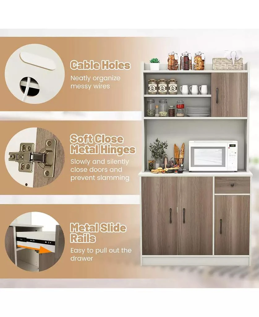 Costway 4-Door 71

 Kitchen Buffet Pantry Storage Cabinet w/Hutch Adjustable Shelf 7