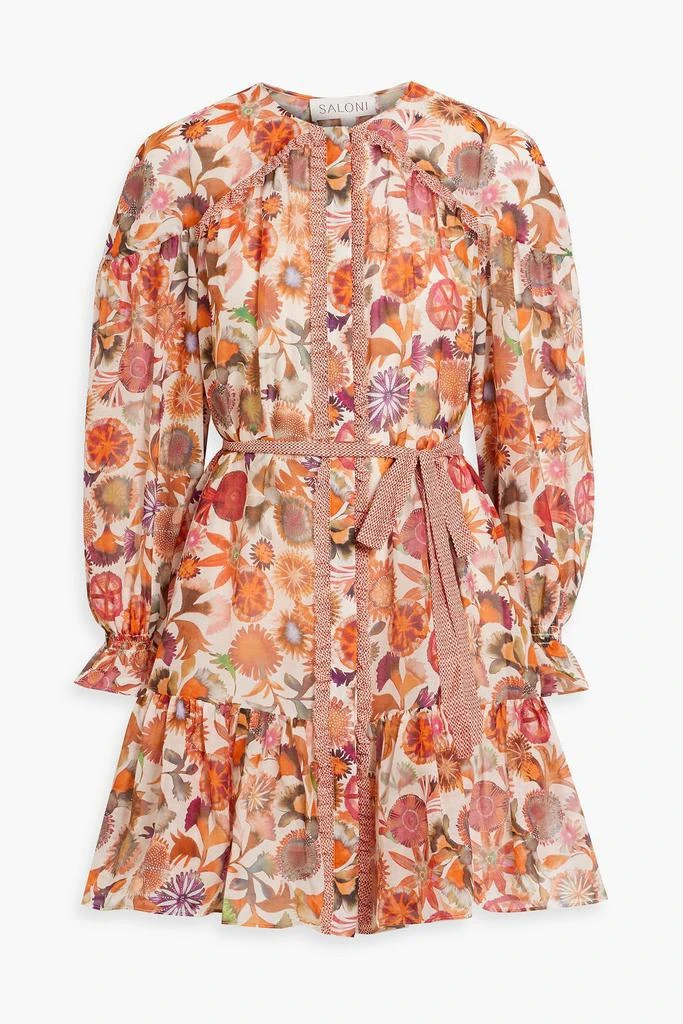 Saloni Pixie floral-print cotton and silk-blend voile mini dress 1