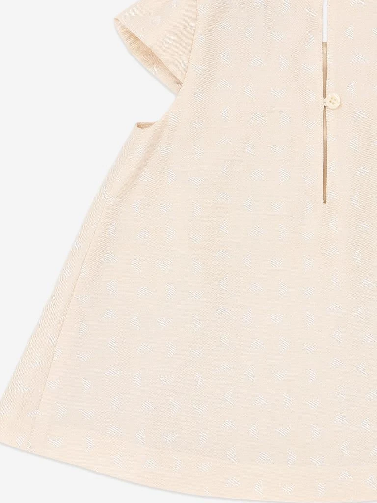 Emporio Armani Baby Girls Pleated Logo Dress in Beige 4
