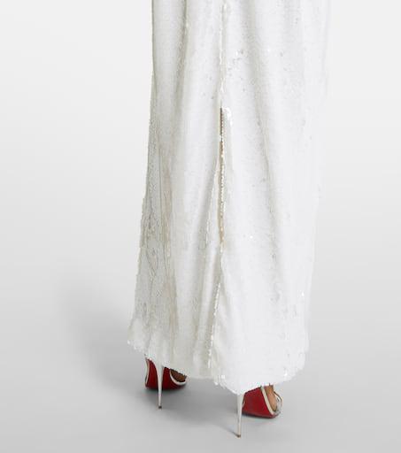関税込【Self-portrait】Feathertrimmed embellished maxi dress Self Portrait Feather-trimmed embellished maxi dress