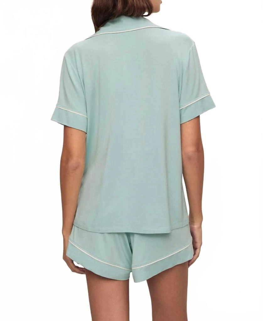 Eberjey Gisele Relaxed Short Pajama Set In Stone Blue/ivory 2