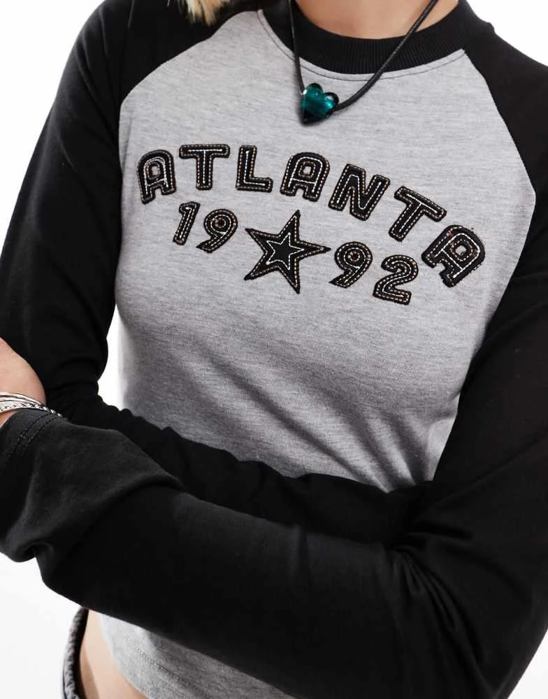 Daisy Street Daisy Street applique raglan atlanta baby tee 4