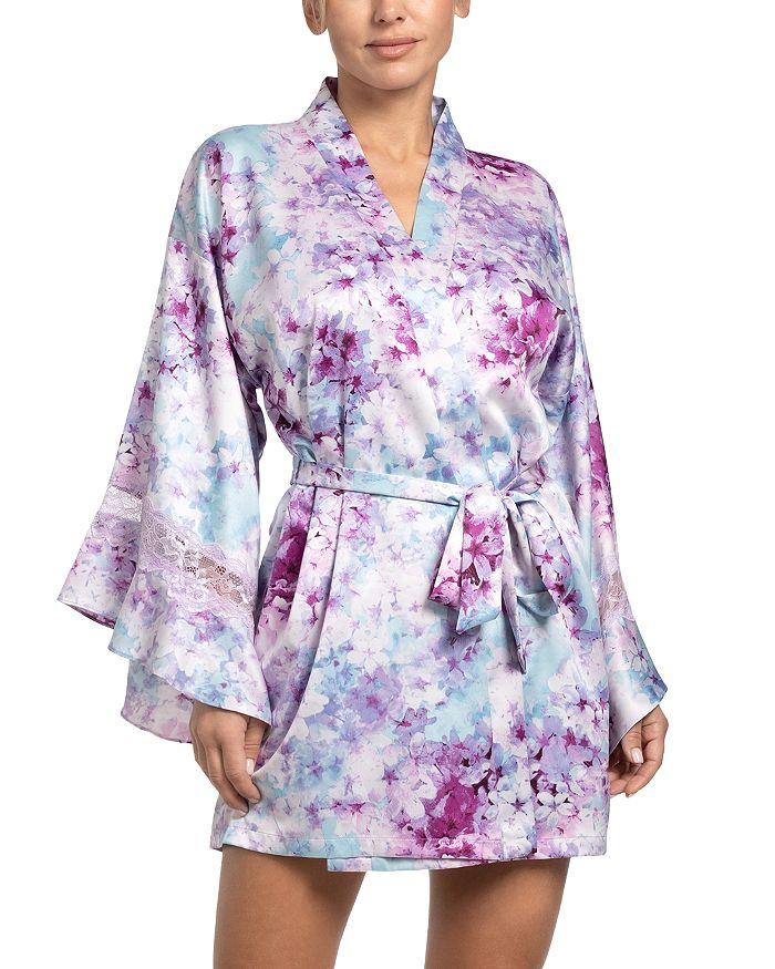 In Bloom Floral Satin Wrap Robe