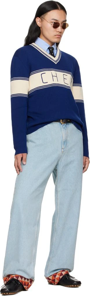 Valentino Blue Jacquard Hem Jeans 5