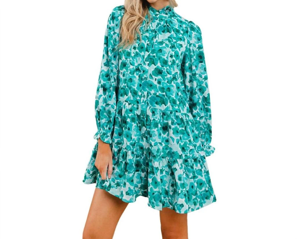 slim fit dress slacks TCEC Light Blue and Green Maxi Dress main image 0