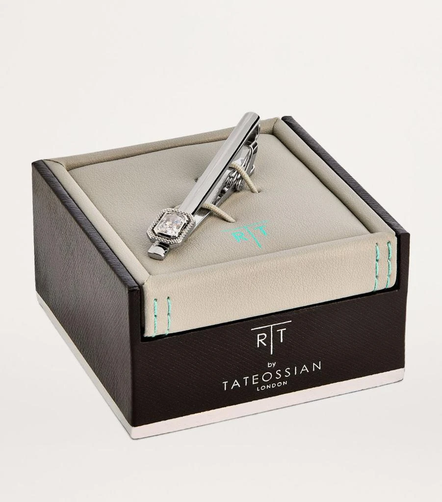 Tateossian Rhodium-Plated and Cubic Zirconia Halo Tie Clip 3