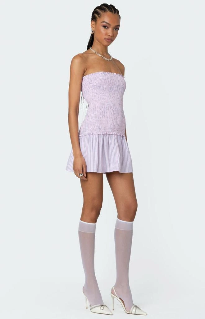 Edikted Striped Scrunch Strapless Mini Dress 3