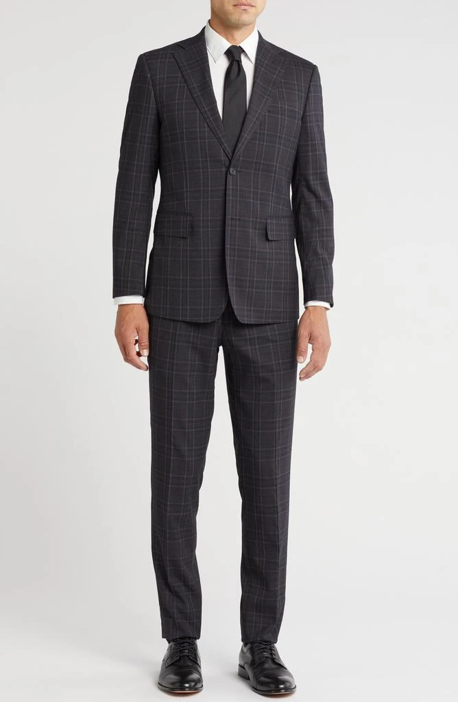 English Laundry Plaid Trim Fit Notch Lapel Two-Piece Suit