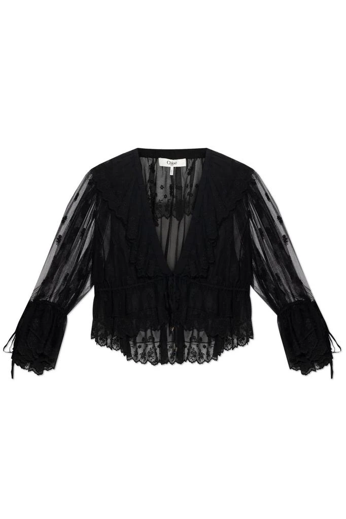 Chloé Chloé V-Neck Ruffled Top 1