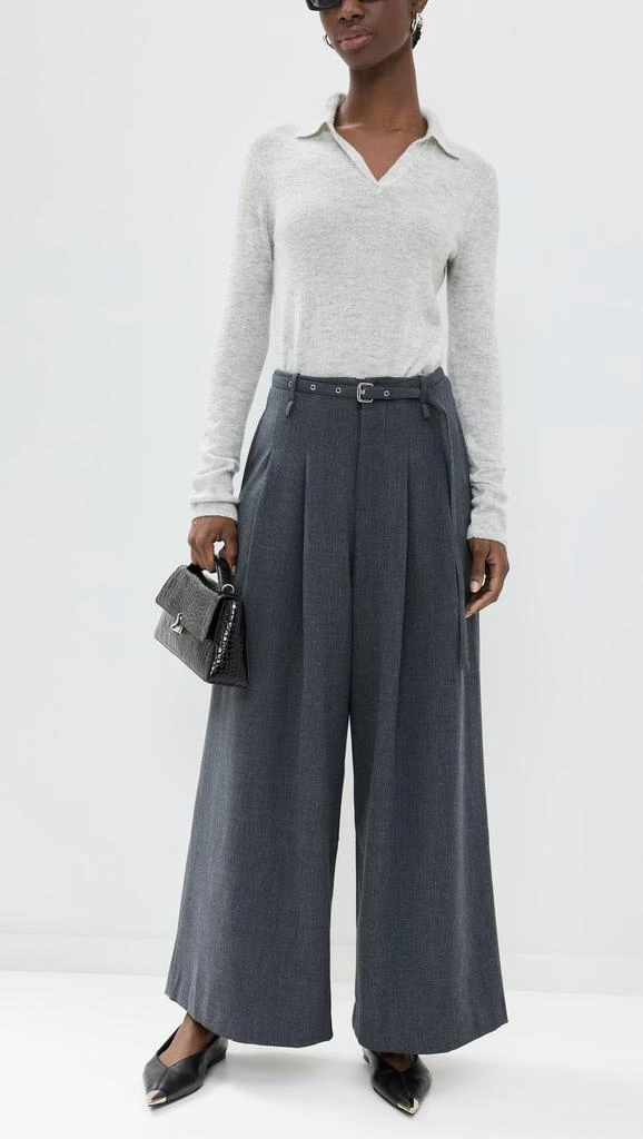 Pixie Market Smoking Belted Grey Wide Leg Pants 4