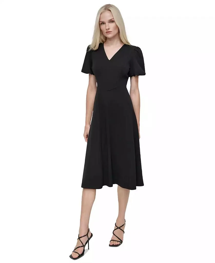 DKNY Women's Bubble-Sleeve Scuba-Crepe Midi Dress 1