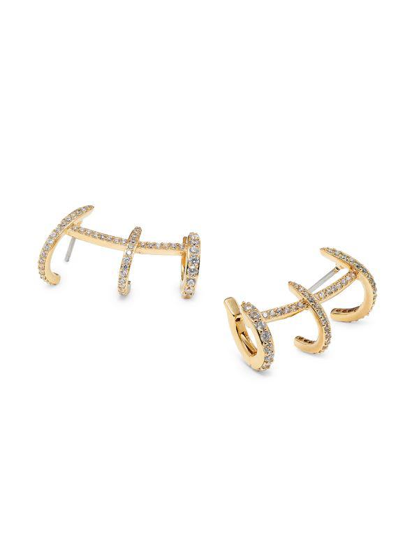 Nadri ​Leah 18K-Gold-Plated Cubic Zirconia Pavé Cage Climber Earrings