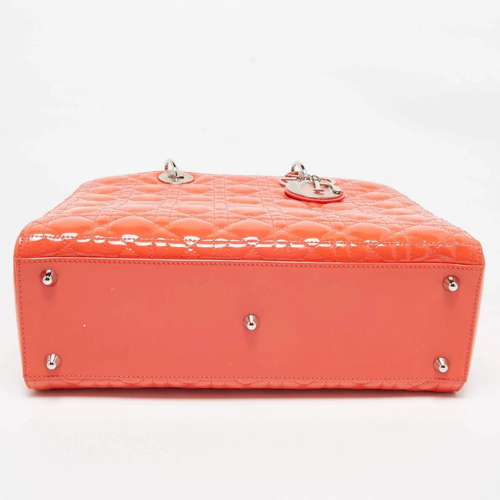 Dior Dior Orange Cannage Patent Leather Large Lady Dior Tote 9