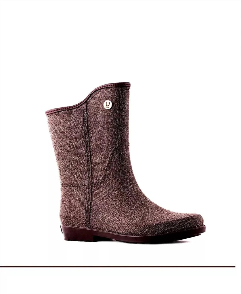 ULAN Fabric Touch Rain Boots In Brown 2