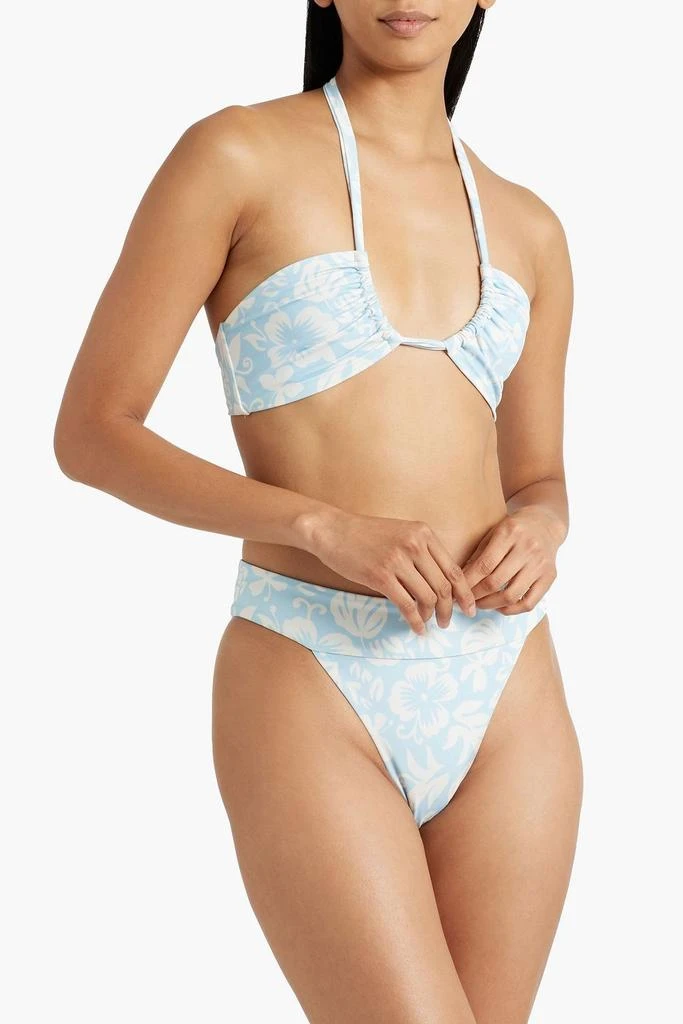 Onia Ruched floral-print halterneck bikini top 2