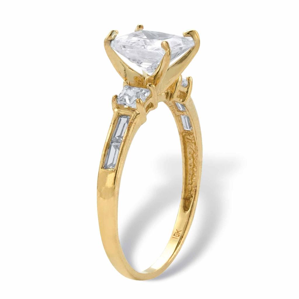Palm Beach Jewelry 2.18 Cttw. Solid 10k Yellow Gold Princess-Cut Cubic Zirconia Engagement Ring