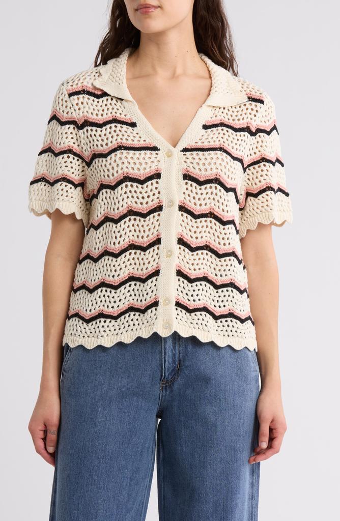 DR2 by Daniel Rainn Scalloped Trim Short Sleeve Cardigan