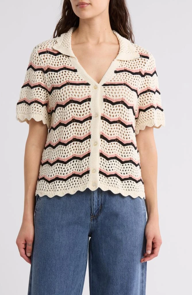 DR2 by Daniel Rainn Scalloped Trim Short Sleeve Cardigan 1