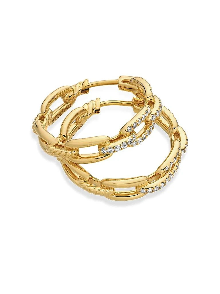 David Yurman Stax Chain Link Hoop Earrings in 18K Yellow Gold with Diamonds, 23.8mm 4
