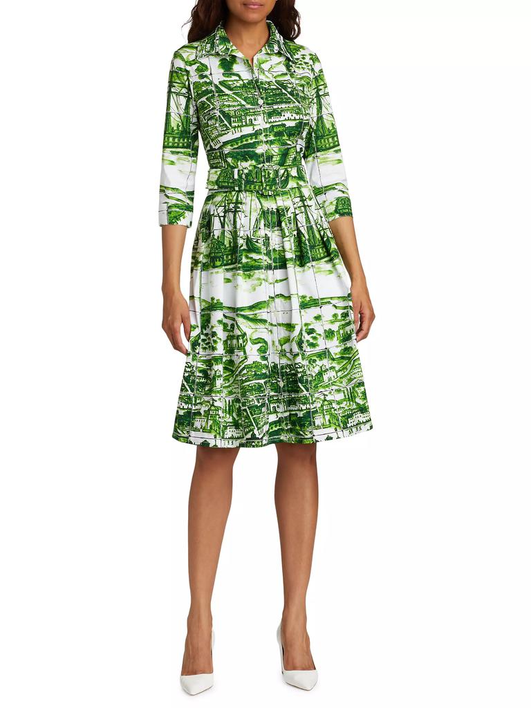 SAMANTHA SUNG Audrey Toile Cotton Shirtdress
